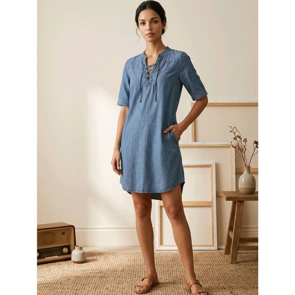 ☔️🔹️Anthropologie Philosophy Gray Tunic Short Sleeve Dress Small